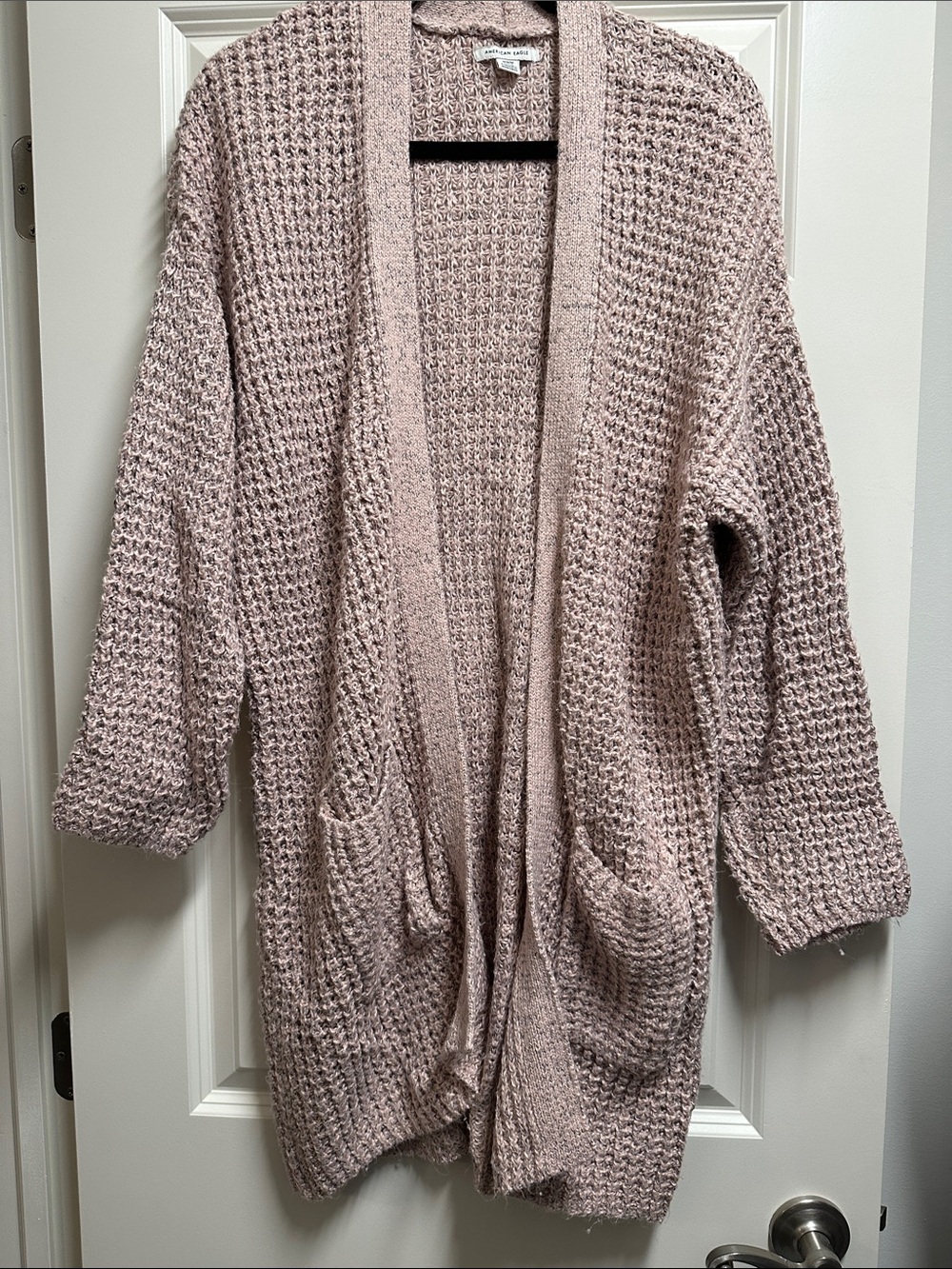 American Eagle Outfitters Open-Front Chunky Knit Cardigan - Mauve